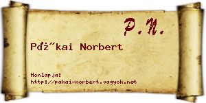 Pákai Norbert névjegykártya